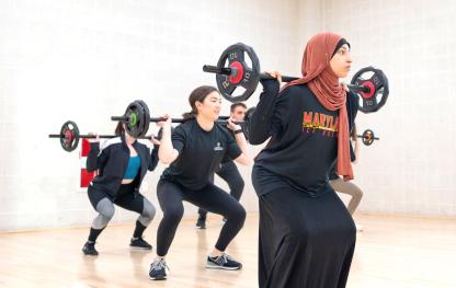 participants in a body pump class