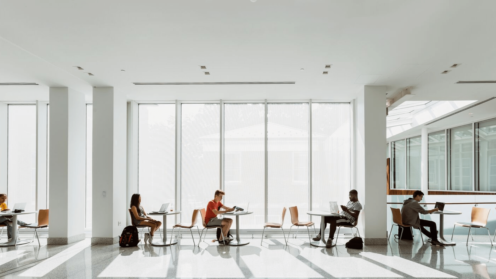 People studying in well lit building at UMD