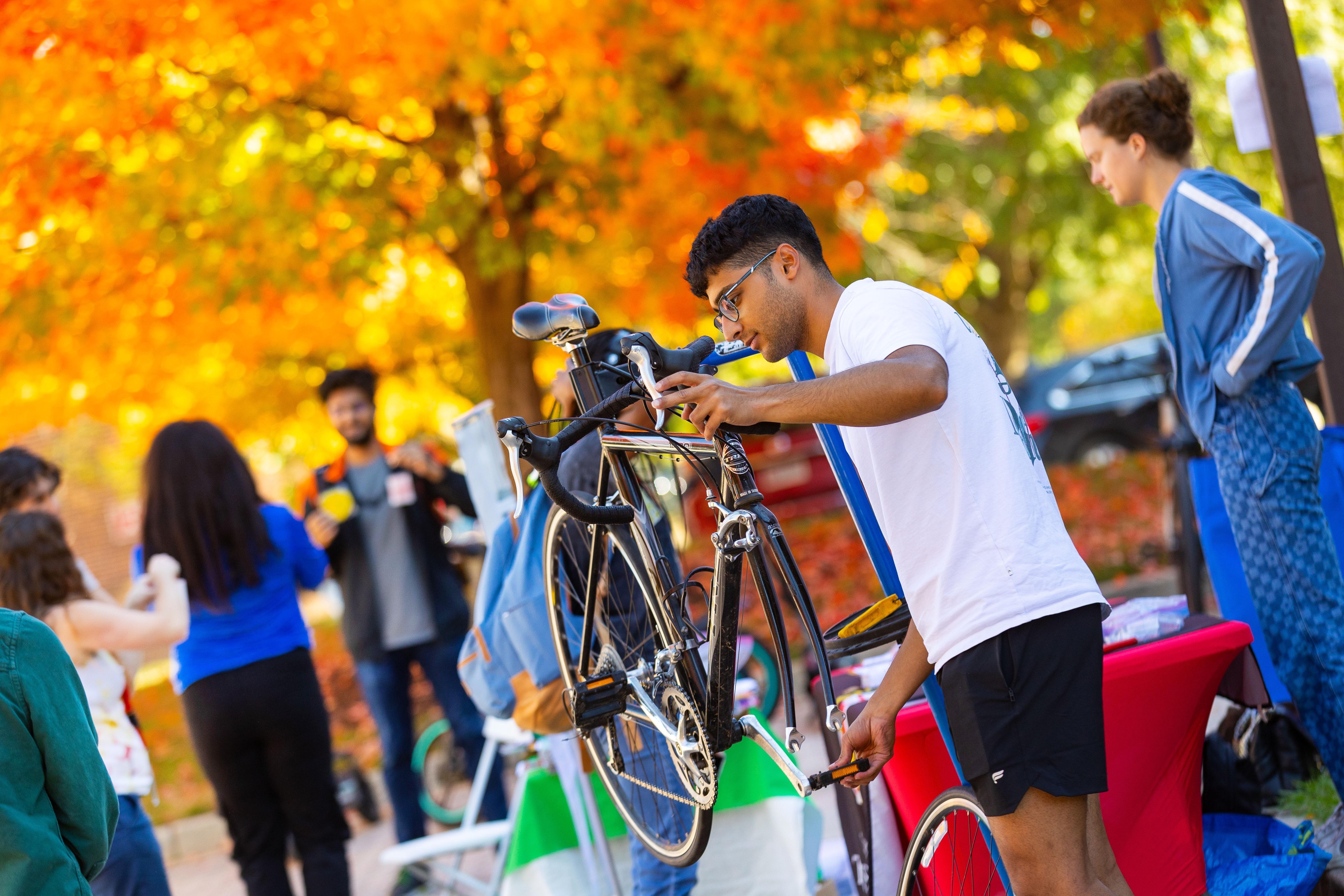 bike maintenance at farmers market