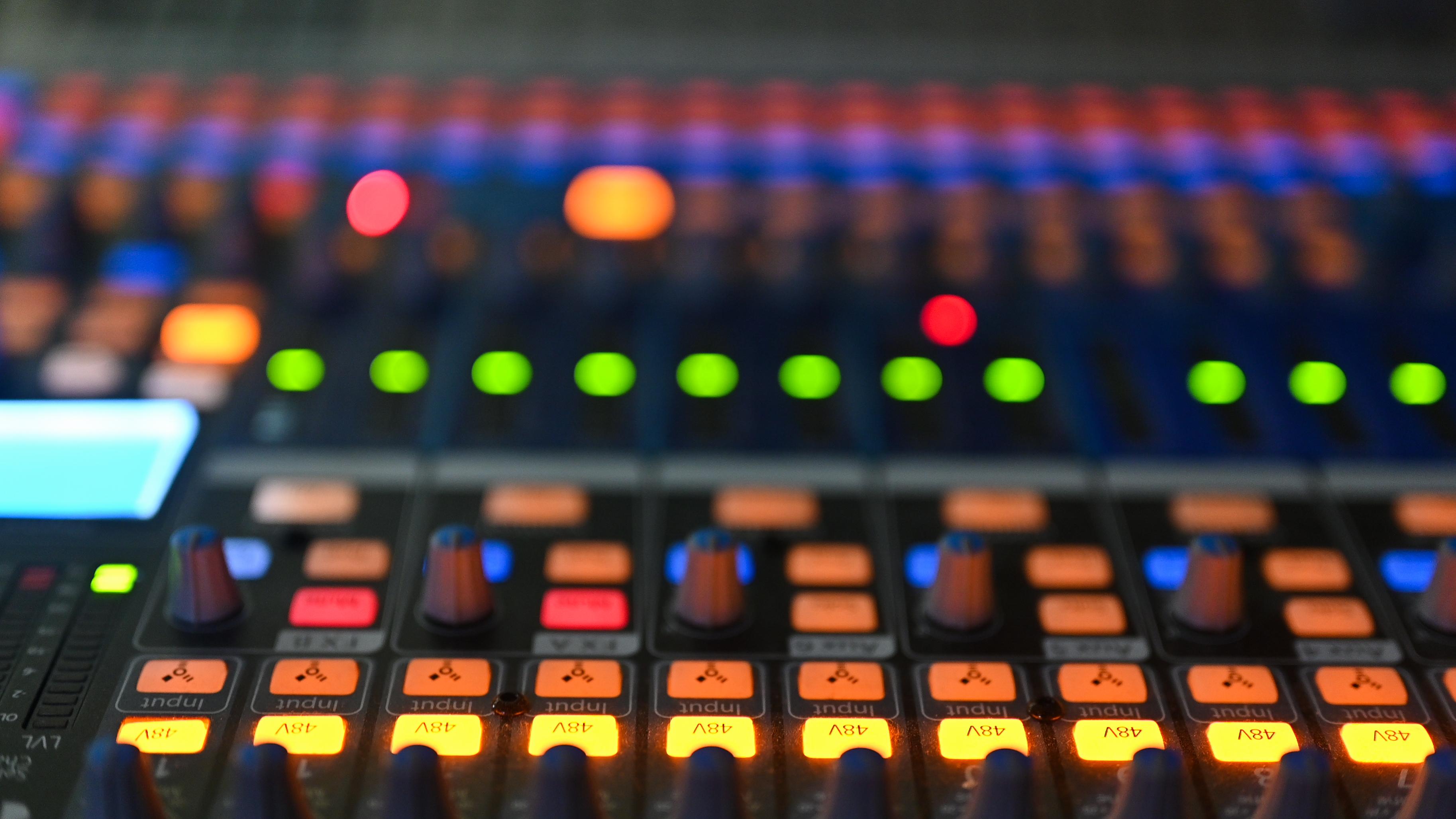 Close up shot of the switcher used for broadcast.